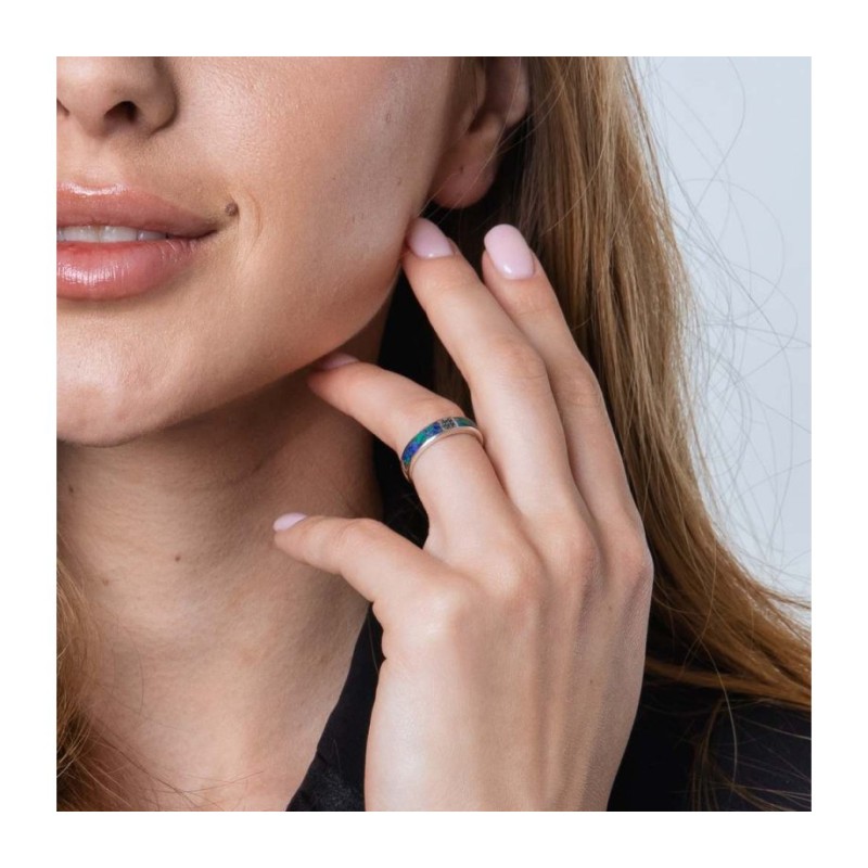 טבעת כסף סטרלינג עם אבן אילת כחולה ירוקה ו... | טבעות יהודיות